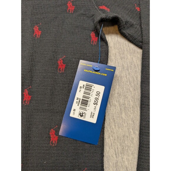 Polo Ralph Lauren Men's Allover Pony Waffle-Knit Sleep Shirt, Polo Black, M - Picture 4 of 8